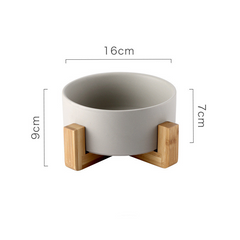 StableSip™ Ceramic Dog Bowl with Wooden Stand | No-Spill Pet Bowl