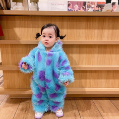 Warm & Cozy Animal Pattern Baby Sleepsuit With Hooded Zipper