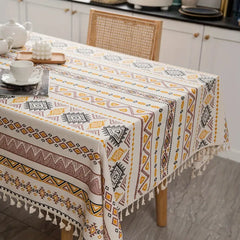 Ethnic Vibe Waterproof Tablecloth with Tassels