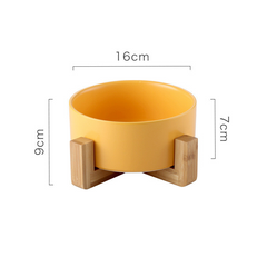 StableSip™ Ceramic Dog Bowl with Wooden Stand | No-Spill Pet Bowl