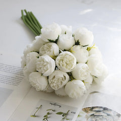 27-Piece Tea Rose Bouquet for Weddings and Home Decor