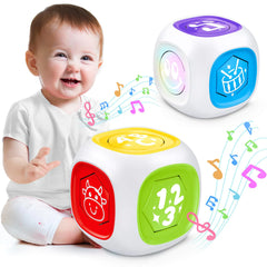 Toys for 1+ Year Old Boy Girl Bilingual Learning Cube with Music & Light Early Learning Musical Baby Toys 12-18 Month Educational Toy for Toddler Age 1-2 Christmas Birthday Gifts for Kids Aged 1+