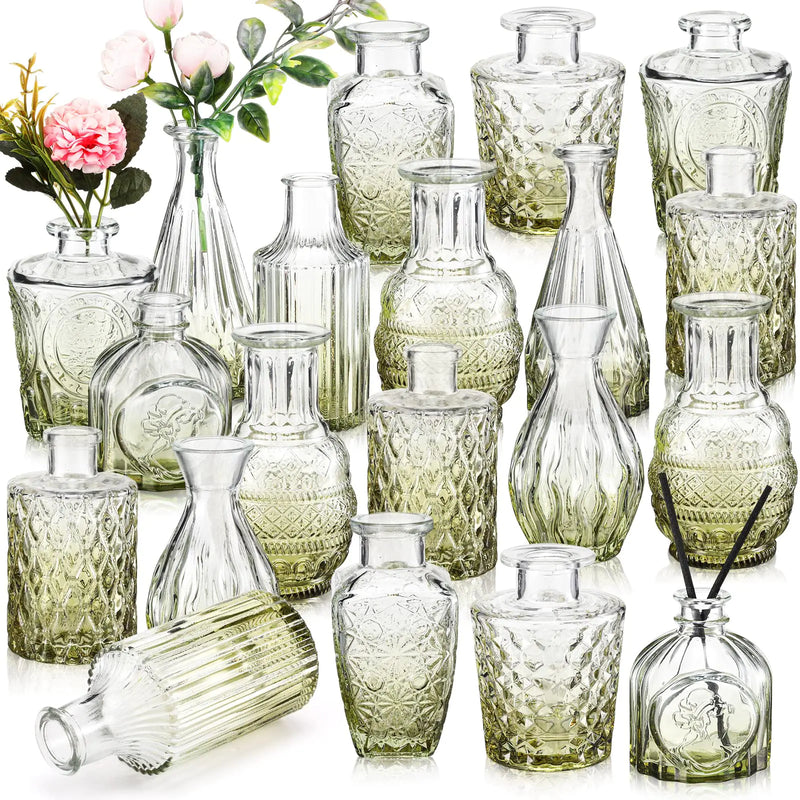 💐 “Love Blooms Here” Vintage Mini Vase Set – 20pc Wedding Centerpiece Collection